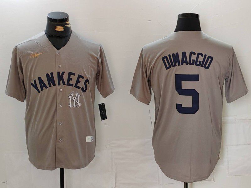 Men New York Yankees #5 Dimaggio Grey Throwback Game 2024 Nike MLB Jersey style 8143->new york yankees->MLB Jersey